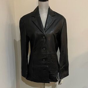 Adler Leather Classic Black Leather Blazer Jacket - Women size medium
